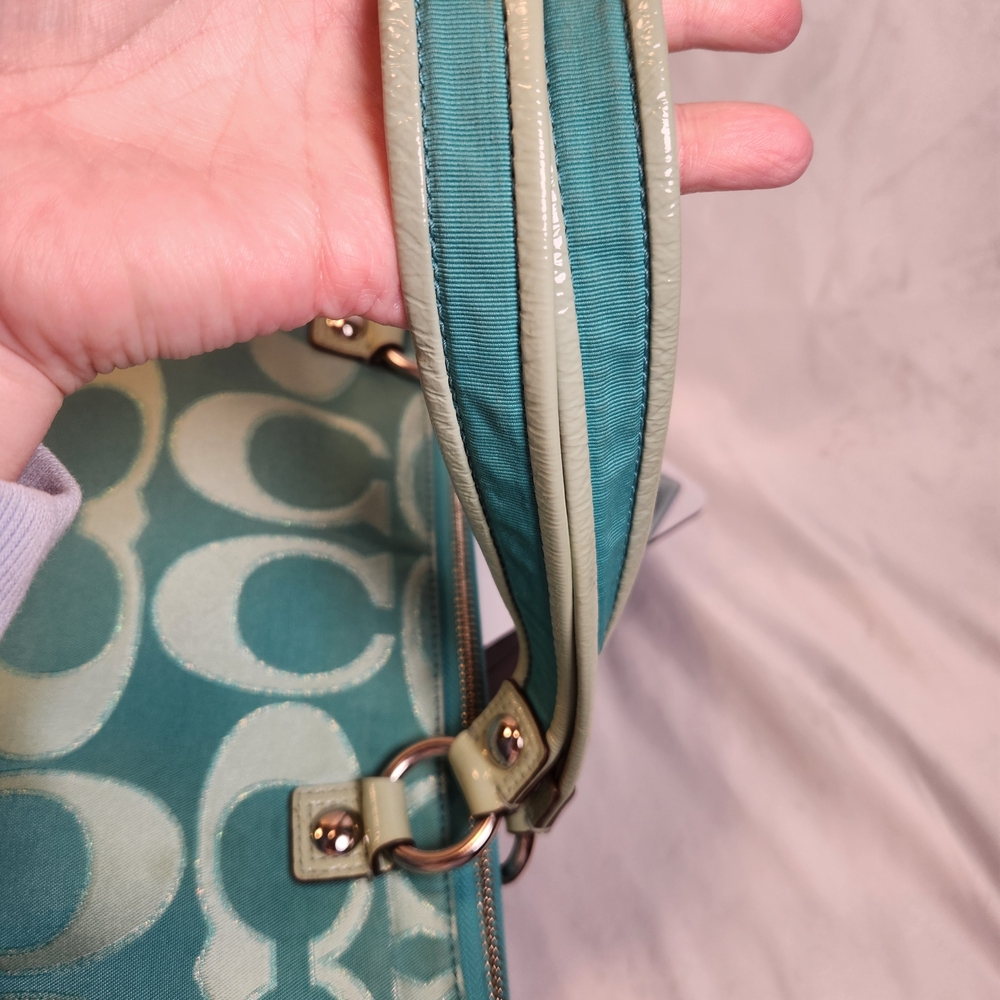 Coach Poppy Signature Glam Tote Aqua - Picture 6 of 15